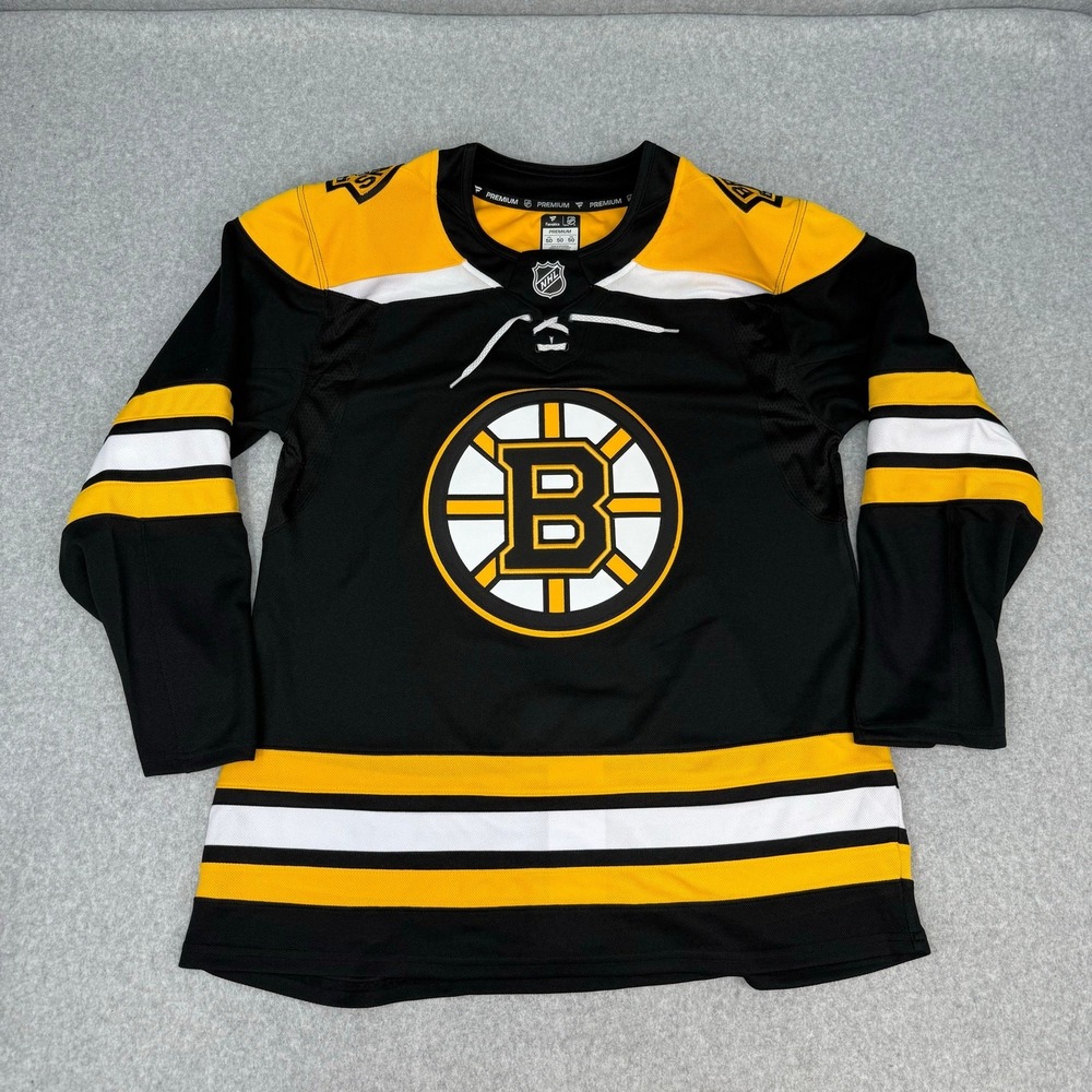 Authentic Boston Bruins Premium Jersey W/Fighting Strap Black Sz 50 Fanatics
